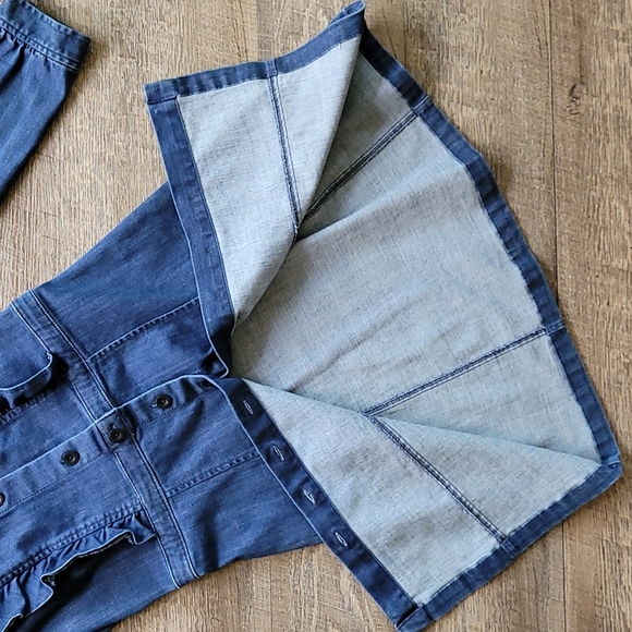 NWT! Madewell Denim Ruffle-Front Style Dress - Picture 6 of 12